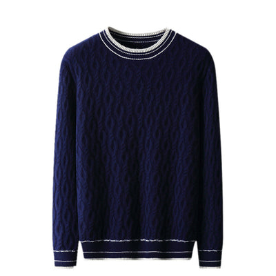 Suéter Colorblock Jacquard Grueso Cuello Redondo Hombre Otoño Invierno - Image 5