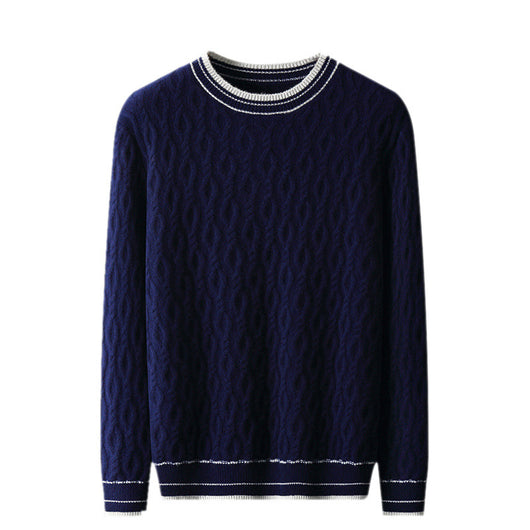 Suéter Colorblock Jacquard Grueso Cuello Redondo Hombre Otoño Invierno - Image 5