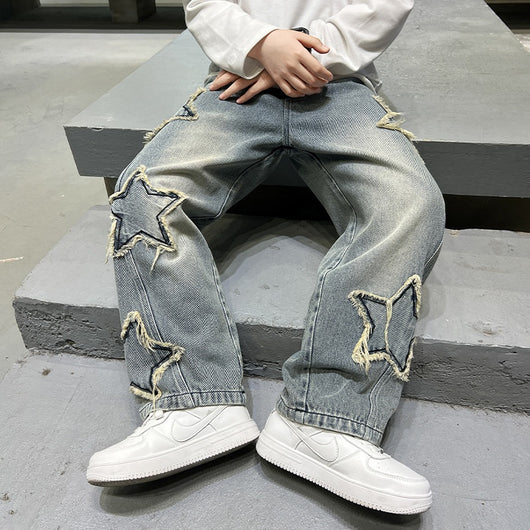 Jeans Anchos Pentagrama para Niños - Estilo Moderno y Cómodo