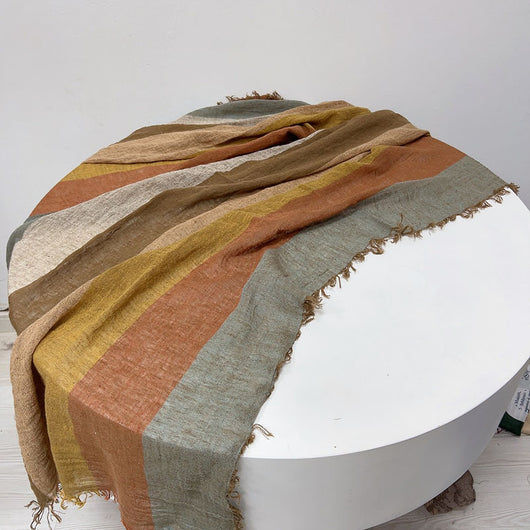 Pañuelo de Algodón y Lino a Rayas - Chal Suave para Mujer - Image 10