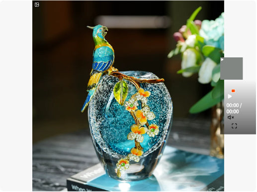 Jarrón Decorativo de Porcelana con Patrón de Loro Esmaltado - Image 10