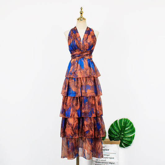 Vestido Largo Vintage con Estampado Contraste - Image 2