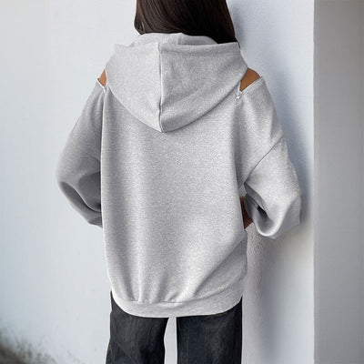 Sudadera Hoodie Gris Claro con Cordón Ajustable - Diseño Premium Europeo y Americano - Image 4