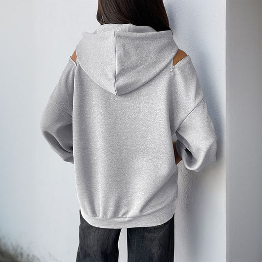 Sudadera Hoodie Gris Claro con Cordón Ajustable - Diseño Premium Europeo y Americano - Image 4