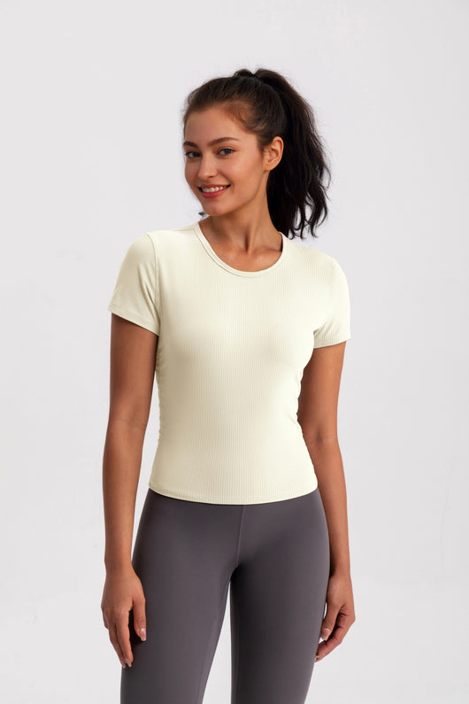 Chaqueta Yoga Mujer Cuello Redondo Manga Corta Elástica - Image 21