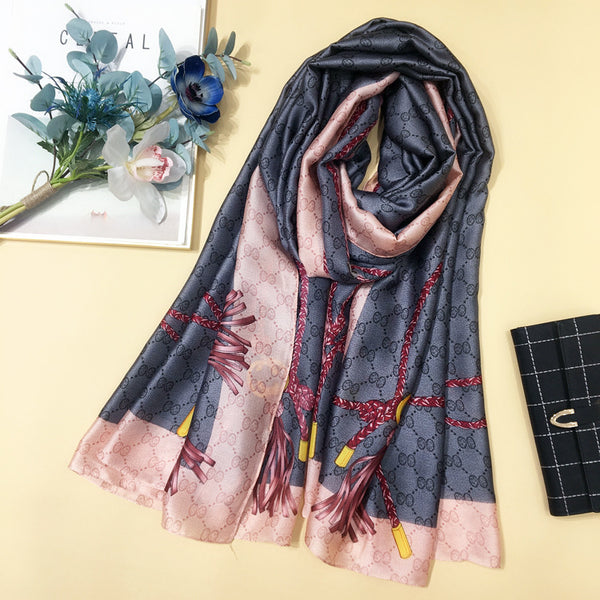 Bufanda de Seda Larga para Mujer - Primavera y Otoño