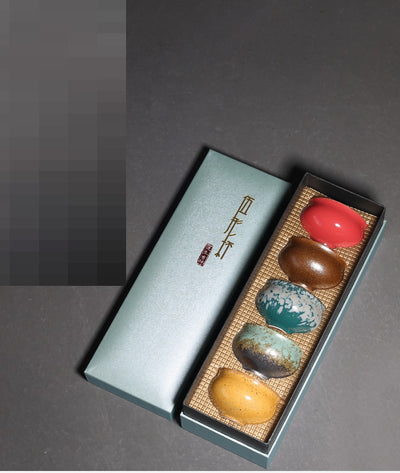 Juego de Té Kung Fu de Porcelana Cocida en Horno - Set de 5 Tazas Premium con Caja de Regalo - Image 5