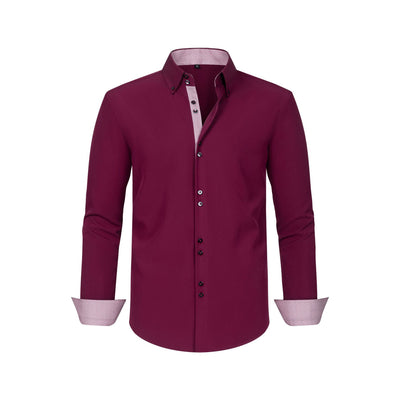 Camisa Hombre Estiramiento Cuádruple con Lunares y Bloques de Color - Image 9