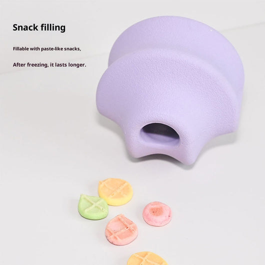 Pink star-shaped natural rubber pet food dispensing toy for engaging pets during feeding. - Image 3