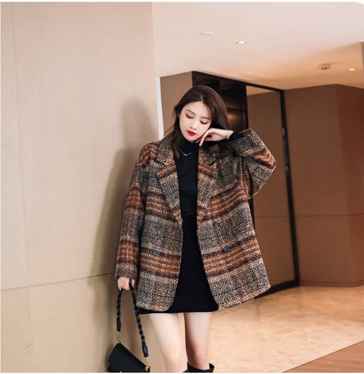Blazer de Lana Cuadros Tweed Largo Medio - Abrigo Multiuso Moderno - Image 10