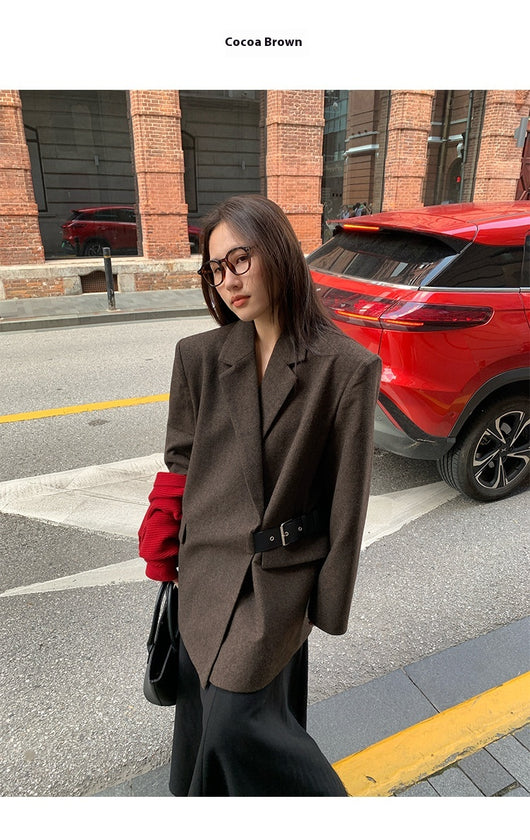 Blazer de Lana Estilo Americano con Hombreras Acolchadas para Mujer - Image 22
