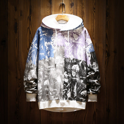 Sudadera con Capucha Hombre Contraste de Costuras y Graffiti - Image 3