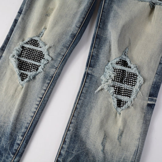 Jeans Rotos Estilo Americano para Hombre con Parches - Image 3