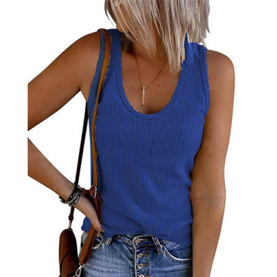 Chaleco Casual de Punto Acanalado Cuello U sin Mangas para Mujer - Image 18