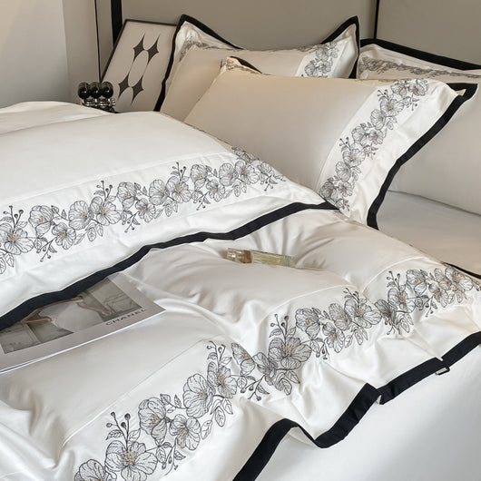 Juego de Cama 4 Piezas Algodón Pima 120 Hilos con Bordado Elegante - Image 3