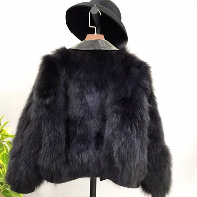Chaqueta de Cuero para Moto Mujer Invierno con Cuello de Zorro Sintético - Image 9