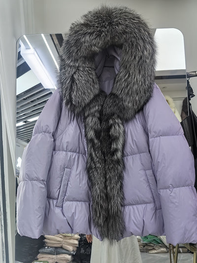 Chaqueta de Plumón con Cuello de Piel de Zorro para Mujer - Image 18