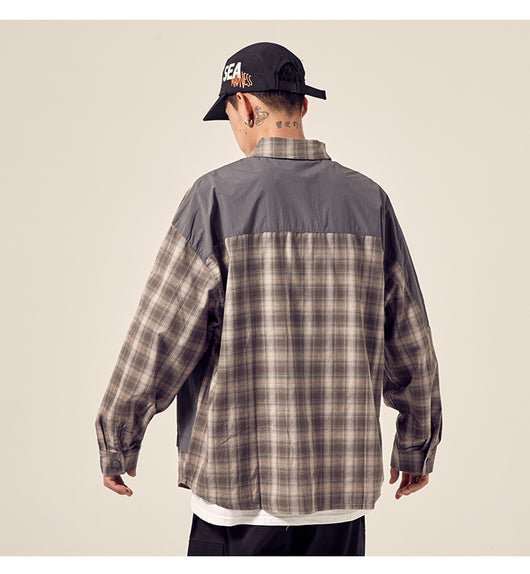 Camisa Cuadros Holgada con Bolsillos Cosidos y Hombros Caídos - Image 13
