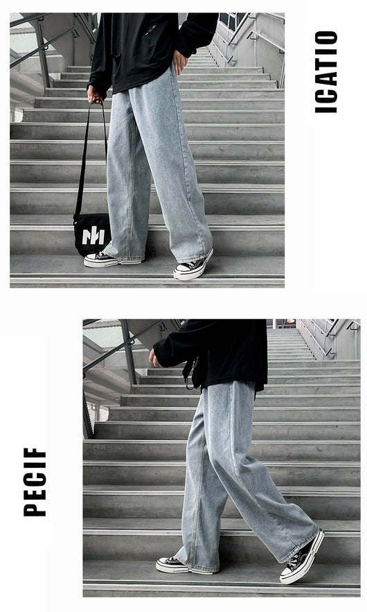 Pantalones Vaqueros Hombre Estilo Coreano Rectos Sueltos - Image 9