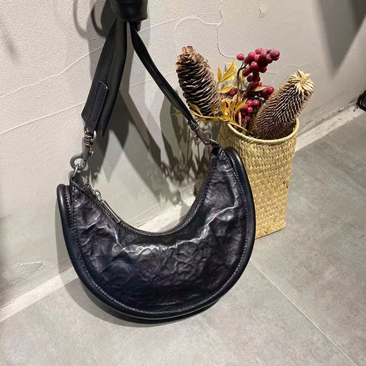 Bolso Bandolera de Cuero Genuino con Diseño Fruncido - Image 4