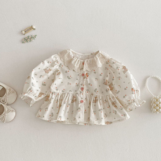 Vestido Princesa Floral Estilo Coreano con Conejo para Bebé - Image 7