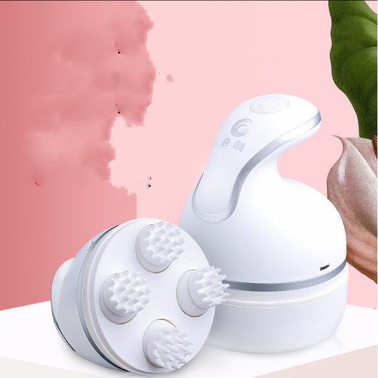White electric pet head massager with silver accents, featuring a curved handle for comfortable grip. - Image 5