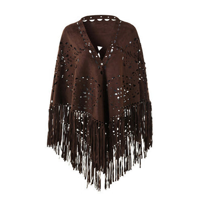 Capa Chal de Gamuza Deerskin con Borlas - Estilo Europeo Elegante - Image 12