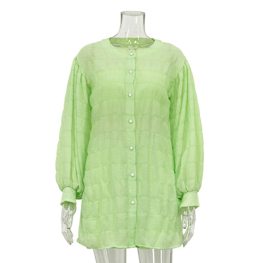 Conjunto de 3 Piezas: Blusa Suelta Manga Larga, Short Cintura Alta - Image 9