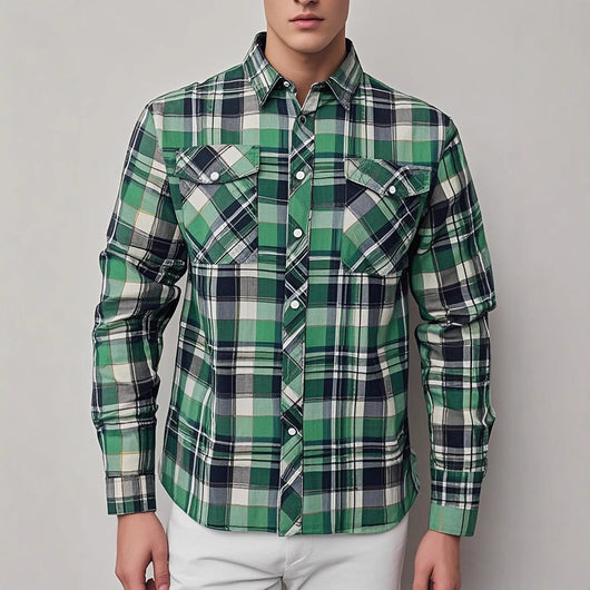 Camisa de Manga Larga con Solapa Elegante para Hombre