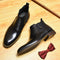 Botas Martin de Cuero Estilo Británico Rojo Intenso para Hombre