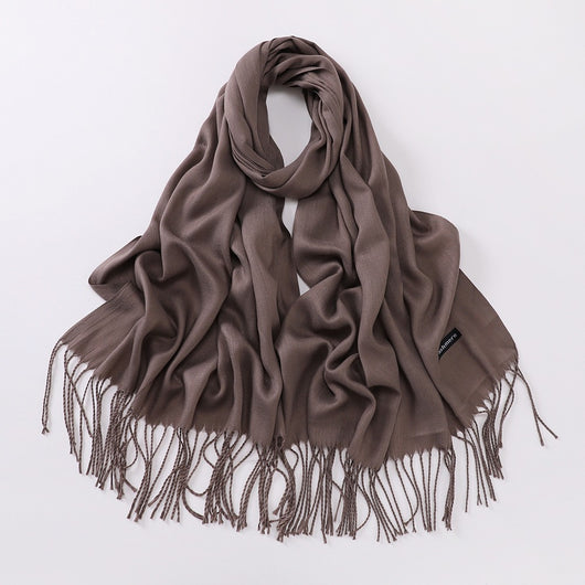 Bufanda Larga de Cashmira Suave - Color Liso para Otoño e Invierno - Image 36