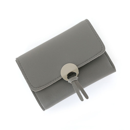 Billetera Retro Tripoble con Lengüeta Decorativa en Colores Sólidos para Mujer