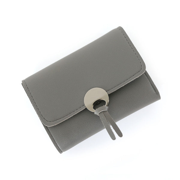 Billetera Retro Tripoble con Lengüeta Decorativa en Colores Sólidos para Mujer