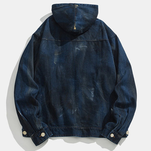 Chaqueta Denim con Capucha Estilo Splash Ink para Hombre - Image 3