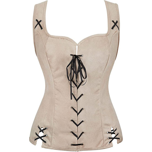 Blusa de Gamuza con Cordones para Mujer