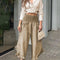 Pantalón Talle Alto con Bolsillos y Blusa de Encaje con Volantes