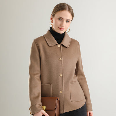 Abrigo Polo Cuello Clásico Mujer - Colores Sólidos Otoño Invierno