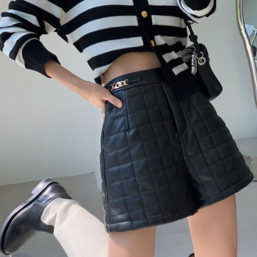 Shorts de Cuero Sueltos para Otoño e Invierno - Estilo Casual y Moderno - Image 5