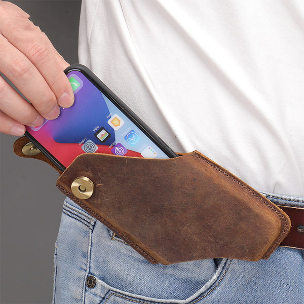 Bolso Bandolera Pequeño de Cuero Genuino con Solapa Fija