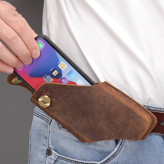 Bolso Bandolera Pequeño de Cuero Genuino con Solapa Fija