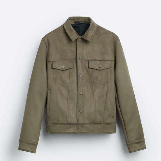 Chaqueta de Solapa en Efecto Gamuza para Hombre - Image 2
