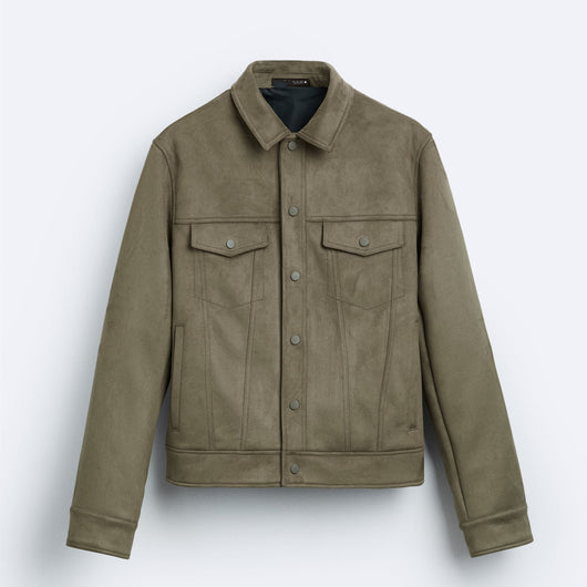 Chaqueta de Solapa en Efecto Gamuza para Hombre - Image 2