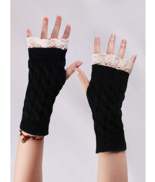 Guantes Tejidos Largos Calefactores con Encaje y Dedos Libres - Image 15