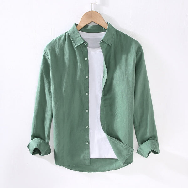 Camisa Manga Larga Hombre Algodón y Lino - Primavera y Verano