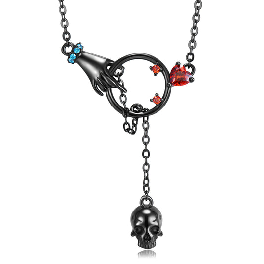 Collar Calavera Punk Plata S925 - Cadena Nightclub Estilo Gótico