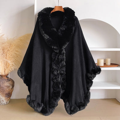 Capa Poncho Oversize con Cuello de Pelaje Irregular - Image 31