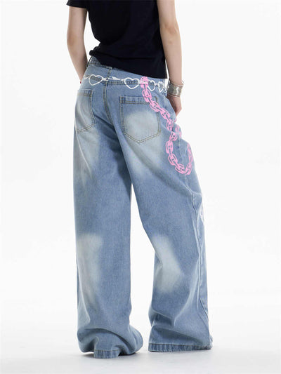 Pantalones Rectos Anchos con Cadena Estampada para Mujer - Image 6