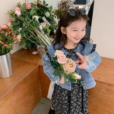 Chaqueta Vaquera Infantil con Estampado Floral