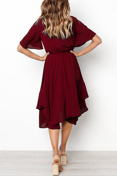 Vestido de Cintura Asimétrica con Manga Corta - Image 6