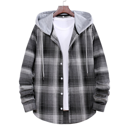 Camisa Hoodie Cuadros con Bloques de Color para Hombre - Image 7